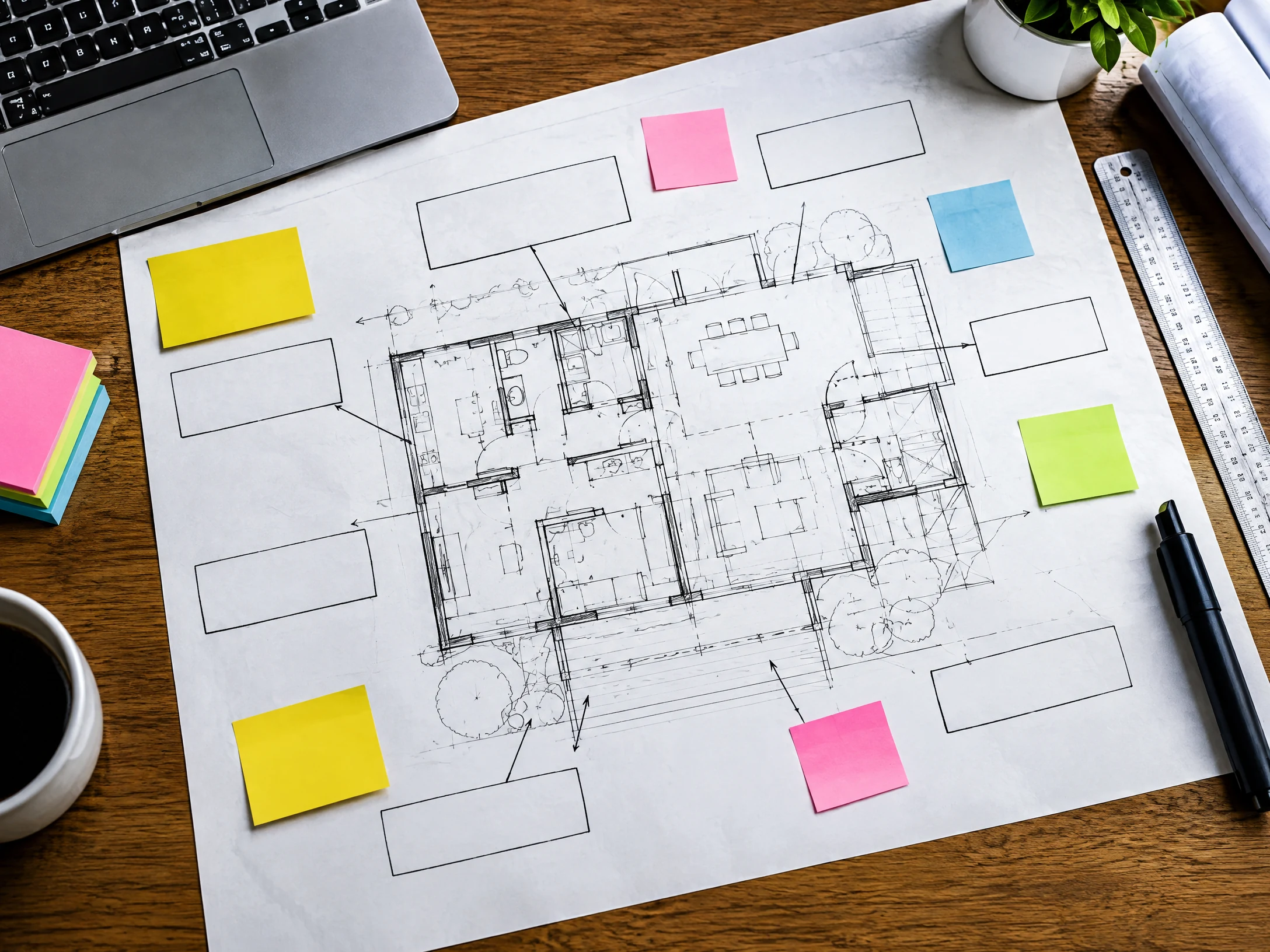Architecture sketch and planning materials