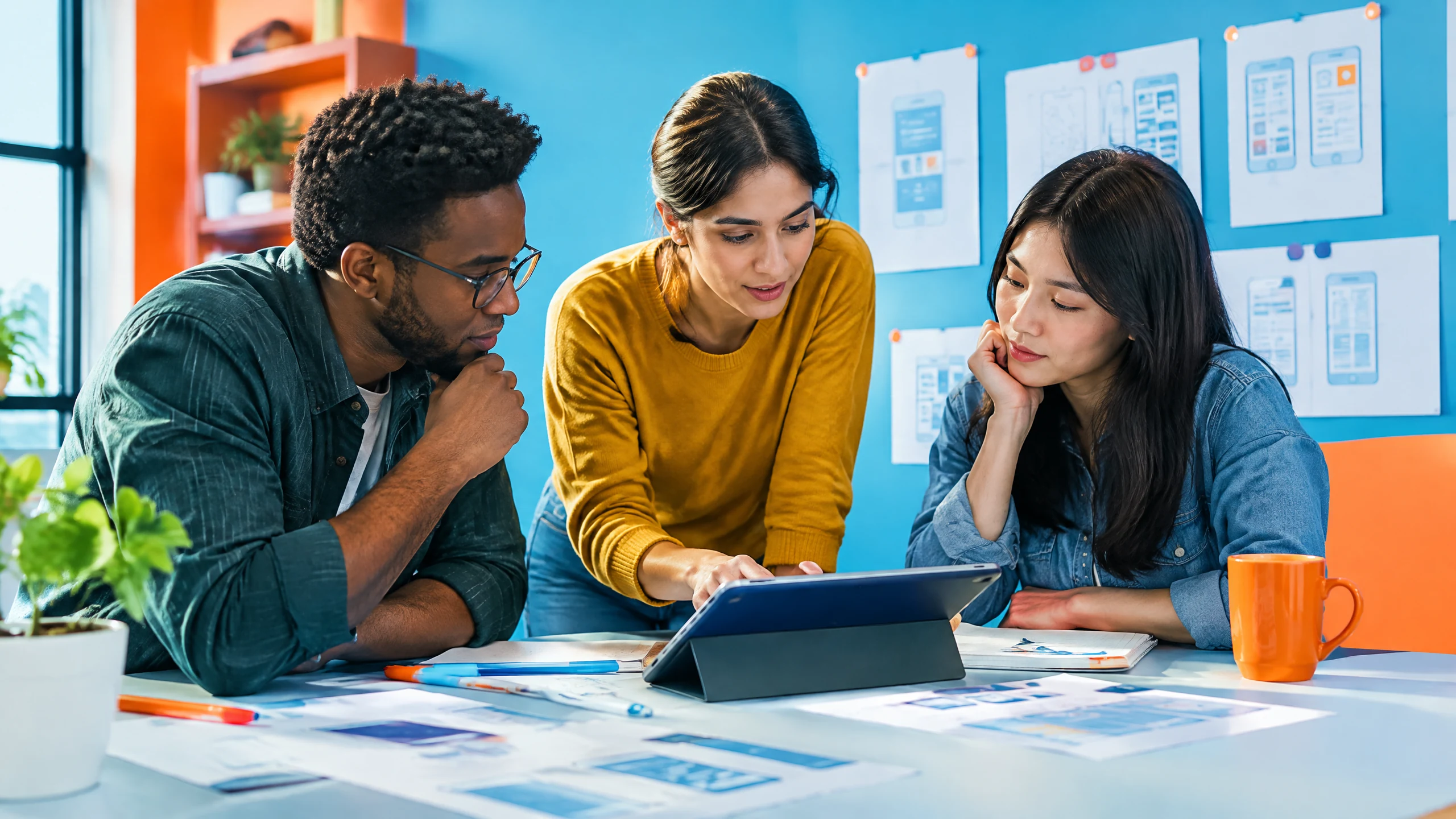 Team reviewing a product interface